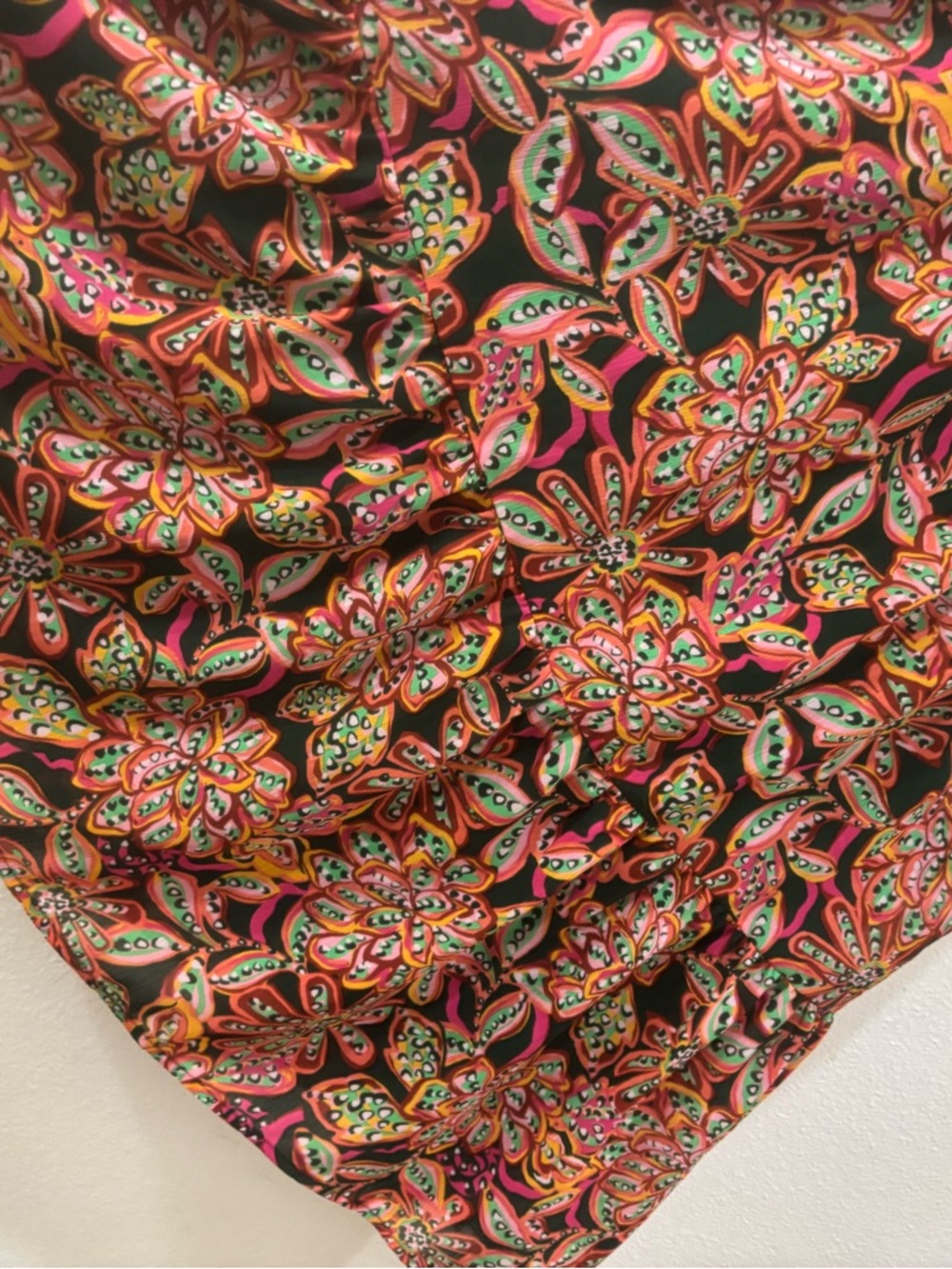 J. Crew Paisley Midi Dress ruffle tired summer boho size 2 Green red pink fun - Picture 5 of 14